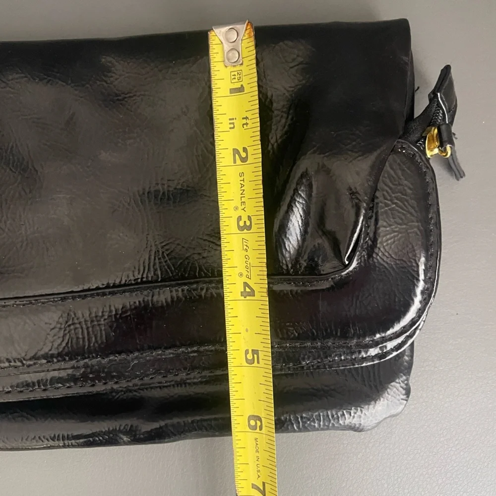 Black Foldover Clutch Purse Oversized Envelope Style Magnetic Snap Zipper